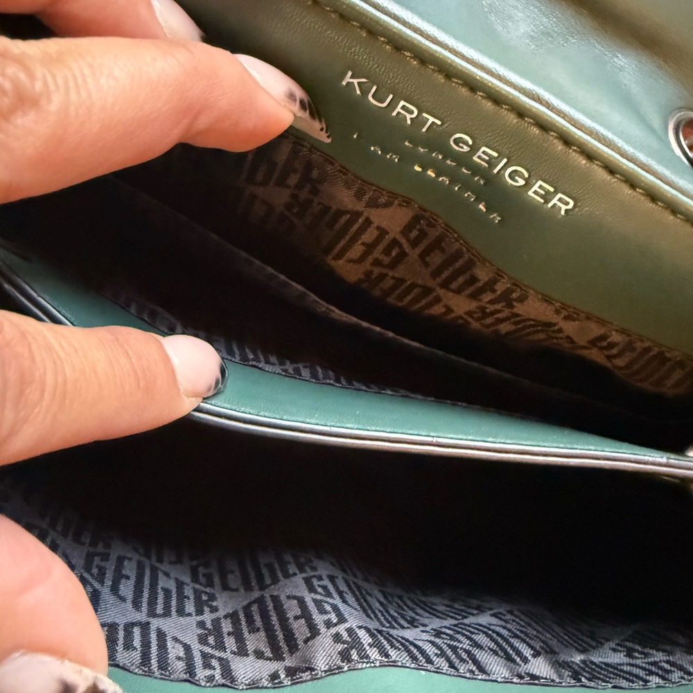 Kurt Geiger Dusky Green Quilted Leather Chain Shoulder Bag - Picture 9 of 10